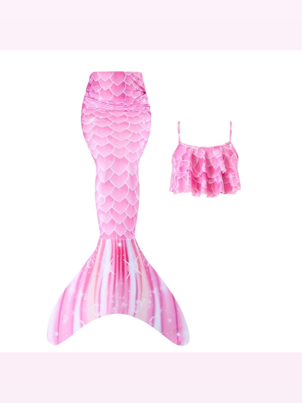 SHEIN Pink Mermaid Tail Bathing Swimsuit Set for Kids